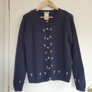 Vintage Northern Reflections Button Front Cardigan Size S Blue Floral